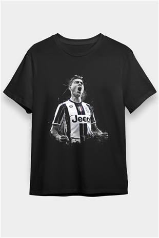 Paulo Dybala Baskılı Unisex Siyah Tişört - Tshirt