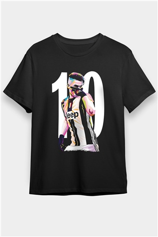 Paulo Dybala Baskılı Unisex Siyah Tişört - Tshirt