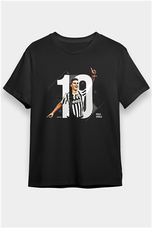 Paulo Dybala Baskılı Unisex Siyah Tişört - Tshirt