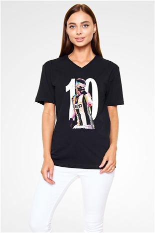Paulo Dybala Baskılı Unisex Siyah V Yaka Tişört - Tshirt