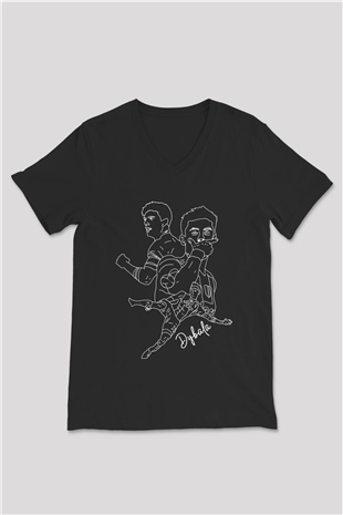 Paulo Dybala Baskılı Unisex Siyah V Yaka Tişört - Tshirt