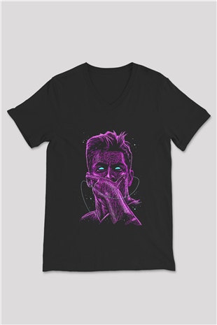 Paulo Dybala Baskılı Unisex Siyah V Yaka Tişört - Tshirt