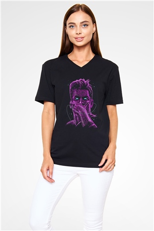 Paulo Dybala Baskılı Unisex Siyah V Yaka Tişört - Tshirt