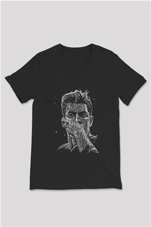 Paulo Dybala Baskılı Unisex Siyah V Yaka Tişört - Tshirt
