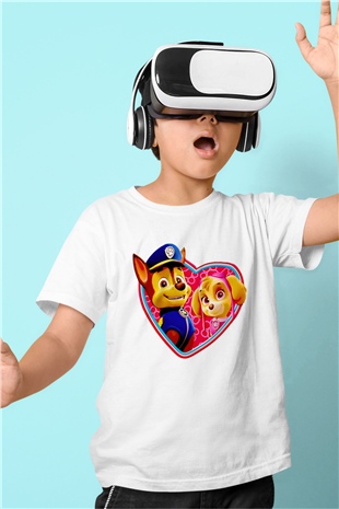 Paw Patrol Baskılı Beyaz Unisex Çocuk Tişört