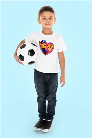 Paw Patrol Baskılı Beyaz Unisex Çocuk Tişört