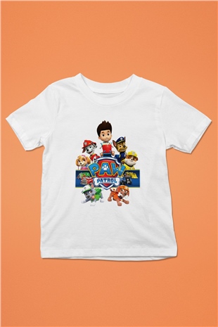 Paw Patrol Baskılı Beyaz Unisex Çocuk Tişört