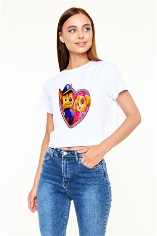Paw Patrol Beyaz Croptop Tişört