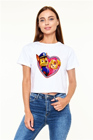 Paw Patrol Beyaz Croptop Tişört
