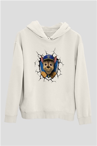 Paw Patrol Beyaz Unisex Kapşonlu Sweatshirt