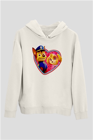 Paw Patrol Beyaz Unisex Kapşonlu Sweatshirt
