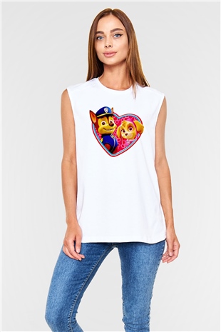 Paw Patrol Beyaz Unisex Kolsuz Tişört