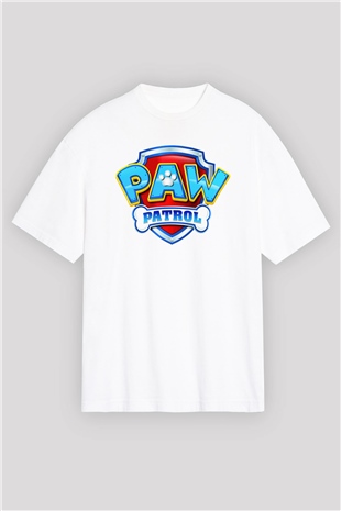 Paw Patrol Beyaz Unisex Oversize Tişört T-Shirt