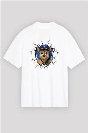 Paw Patrol Beyaz Unisex Oversize Tişört T-Shirt