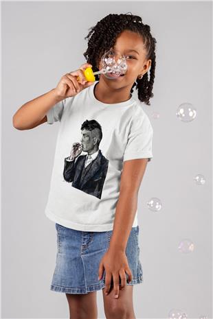 Peaky Blinders Baskılı Beyaz Unisex Beyaz Çocuk Tişört - Tshirt
