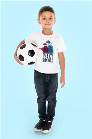 Peaky Blinders Baskılı Beyaz Unisex Beyaz Çocuk Tişört - Tshirt
