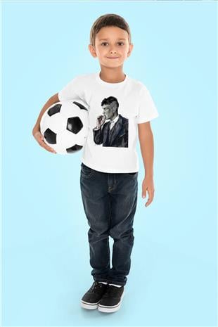 Peaky Blinders Baskılı Beyaz Unisex Beyaz Çocuk Tişört - Tshirt