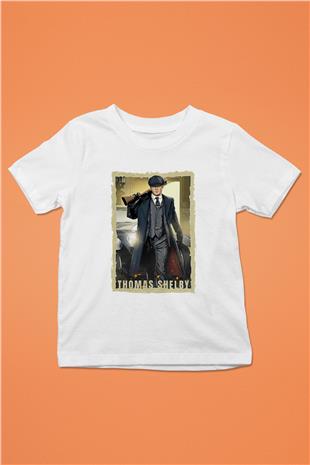 Peaky Blinders Baskılı Beyaz Unisex Beyaz Çocuk Tişört - Tshirt