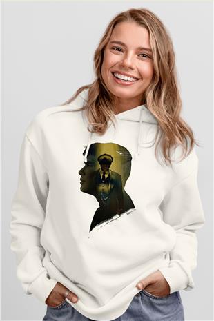 Peaky Blinders Baskılı Beyaz Unisex Hoodie