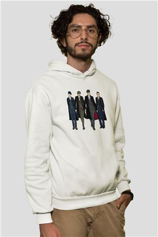 Peaky Blinders Baskılı Beyaz Unisex Hoodie