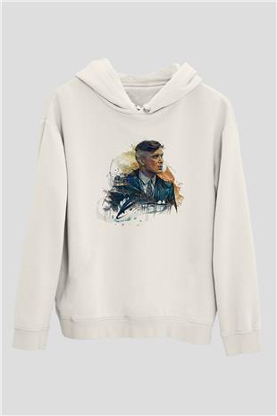 Peaky Blinders Baskılı Beyaz Unisex Hoodie