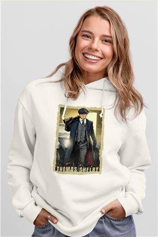 Peaky Blinders Baskılı Beyaz Unisex Hoodie