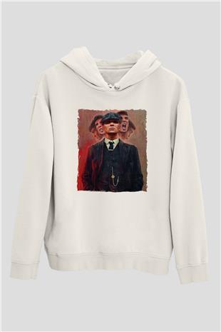 Peaky Blinders Baskılı Beyaz Unisex Hoodie