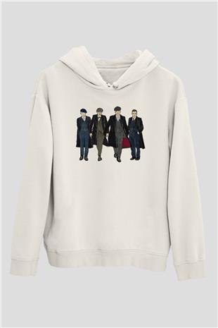 Peaky Blinders Baskılı Beyaz Unisex Hoodie