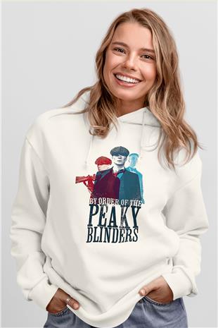 Peaky Blinders Baskılı Beyaz Unisex Hoodie