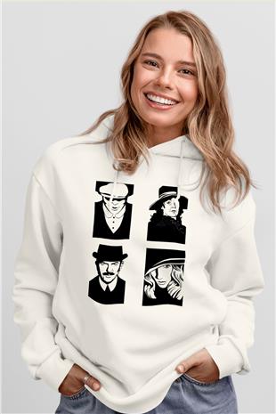 Peaky Blinders Baskılı Beyaz Unisex Hoodie