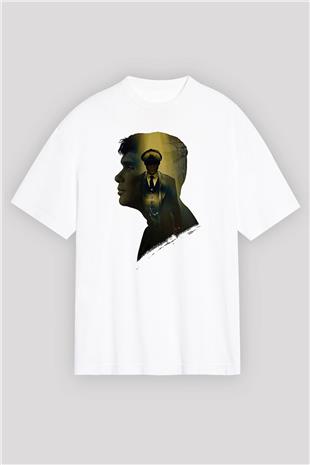 Peaky Blinders Baskılı Beyaz Unisex Oversize Tişört - Tshirt