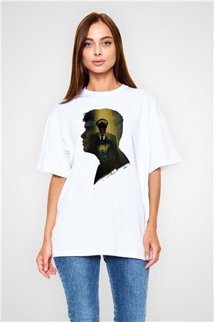Peaky Blinders Baskılı Beyaz Unisex Oversize Tişört - Tshirt