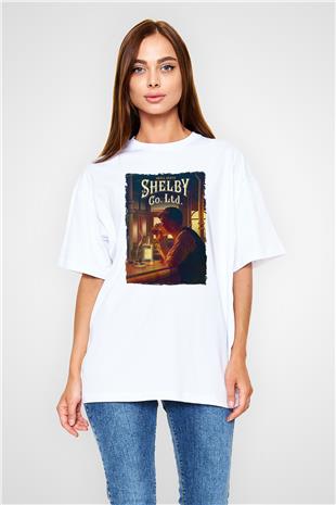 Peaky Blinders Baskılı Beyaz Unisex Oversize Tişört - Tshirt