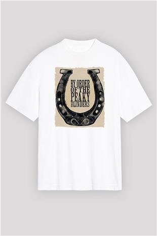 Peaky Blinders Baskılı Beyaz Unisex Oversize Tişört - Tshirt