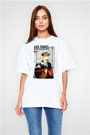Peaky Blinders Baskılı Beyaz Unisex Oversize Tişört - Tshirt