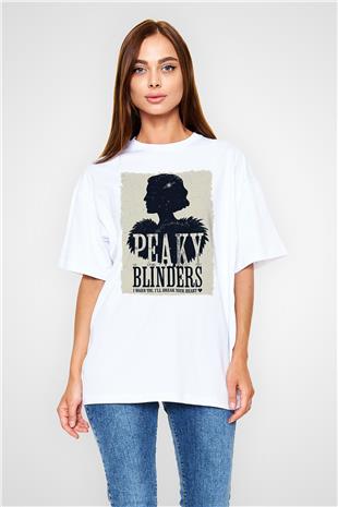 Peaky Blinders Baskılı Beyaz Unisex Oversize Tişört - Tshirt