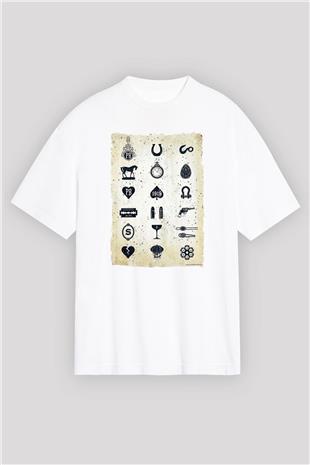 Peaky Blinders Baskılı Beyaz Unisex Oversize Tişört - Tshirt