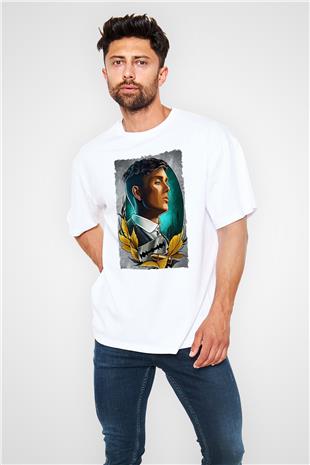 Peaky Blinders Baskılı Beyaz Unisex Oversize Tişört - Tshirt