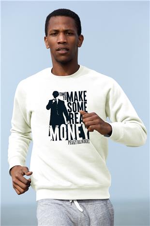 Peaky Blinders Baskılı Beyaz Unisex Sweatshirt