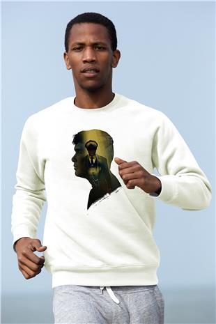 Peaky Blinders Baskılı Beyaz Unisex Sweatshirt