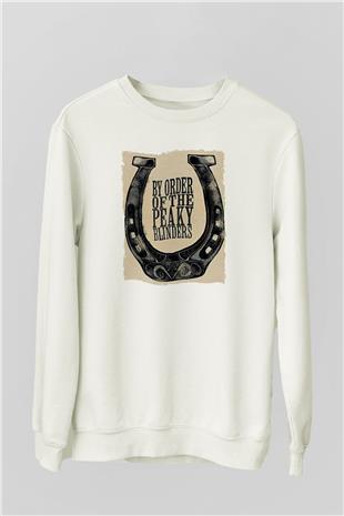 Peaky Blinders Baskılı Beyaz Unisex Sweatshirt