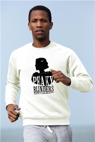 Peaky Blinders Baskılı Beyaz Unisex Sweatshirt