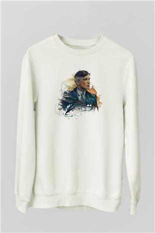 Peaky Blinders Baskılı Beyaz Unisex Sweatshirt
