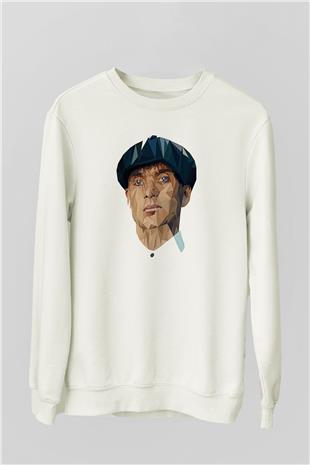 Peaky Blinders Baskılı Beyaz Unisex Sweatshirt
