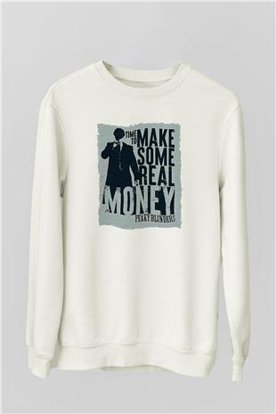 Peaky Blinders Baskılı Beyaz Unisex Sweatshirt