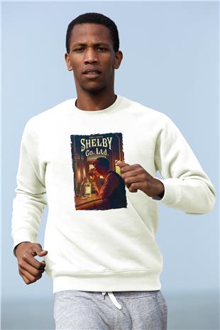 Peaky Blinders Baskılı Beyaz Unisex Sweatshirt