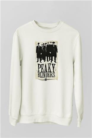 Peaky Blinders Baskılı Beyaz Unisex Sweatshirt