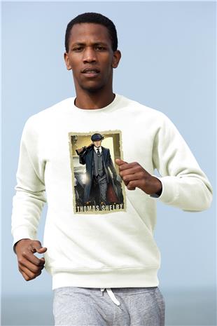 Peaky Blinders Baskılı Beyaz Unisex Sweatshirt