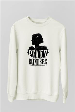 Peaky Blinders Baskılı Beyaz Unisex Sweatshirt
