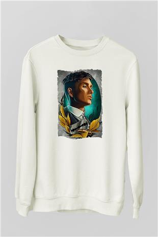 Peaky Blinders Baskılı Beyaz Unisex Sweatshirt